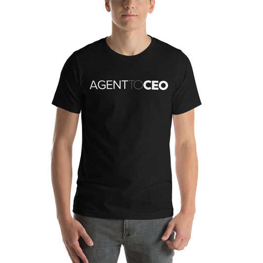 Agent To CEO White on Black Unisex t-shirt