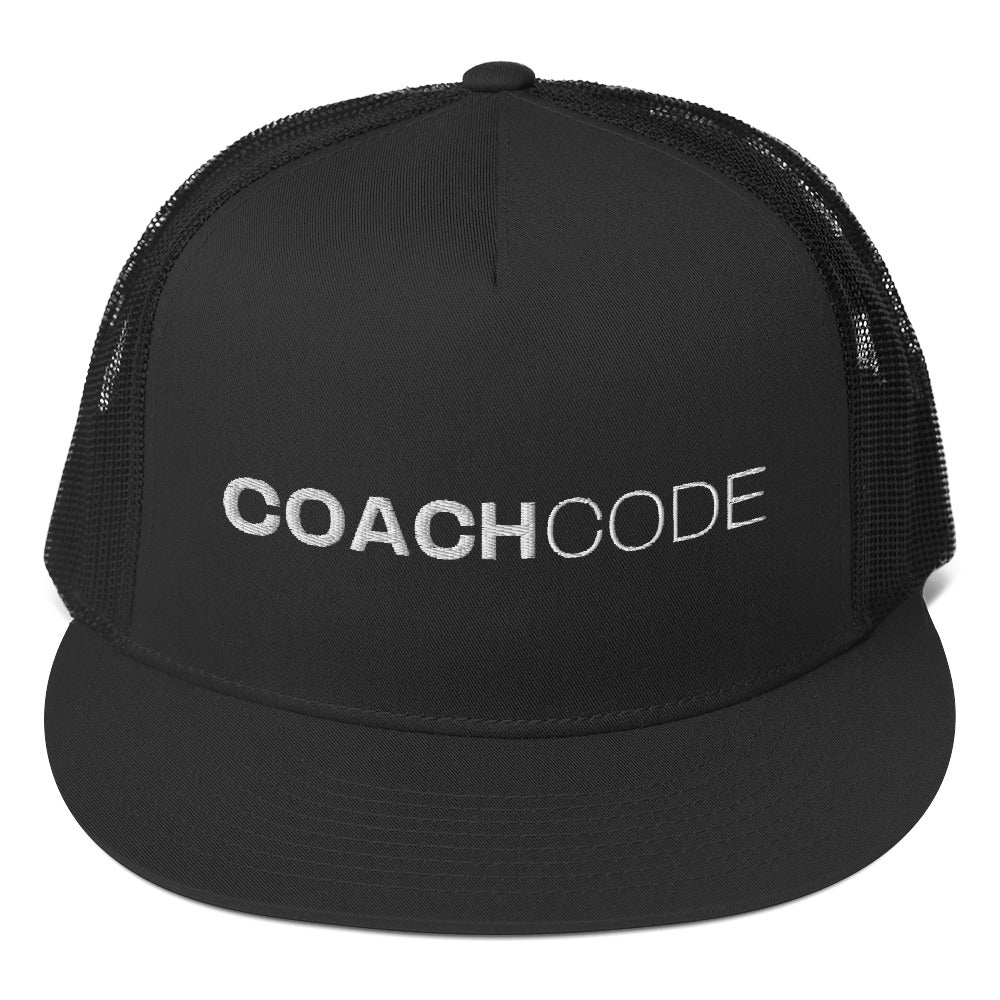 Coach Code White Logo Trucker Cap